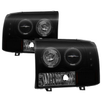 Ford F250 Super Duty 99-04 / Ford Excursion 00-04 1PC Strålkastare Projektor - Version 2 - LED Halo Svarta Röktonade Spyder Auto